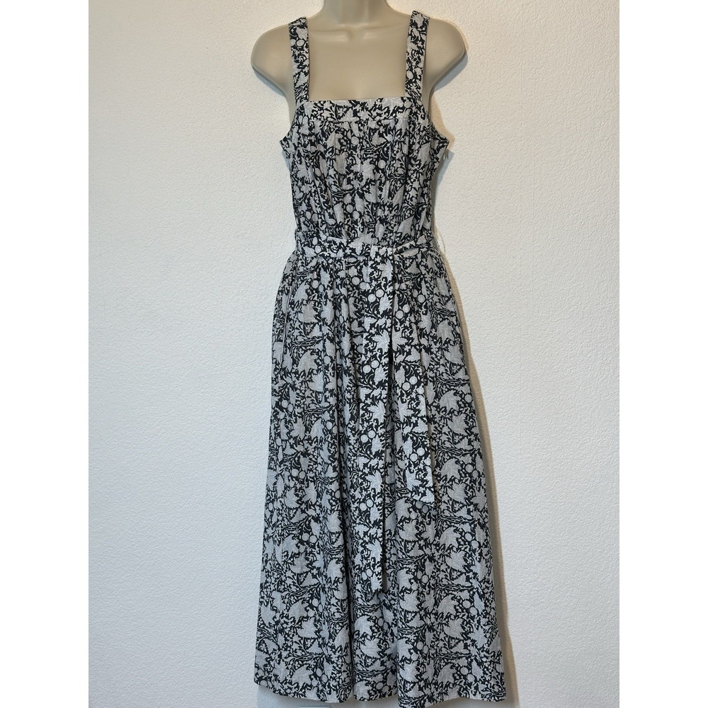 Club Monaco Womens Maxi Dress Silk Gray White Floral Pockets Wide‎ Straps Size 6
